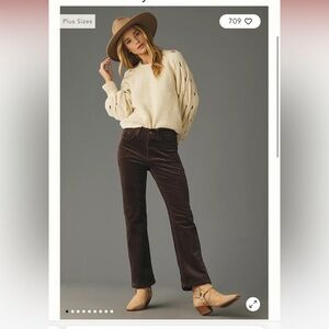 Anthropologie Pilcro The YAYA Mid Rise Corduroy Crop Flare 24 NWT